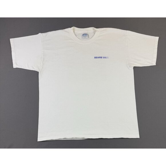 Rare Vintage 90s Sears Travel Service Promo Shirt White XL Earth Art Painting - Picture 2 of 9
